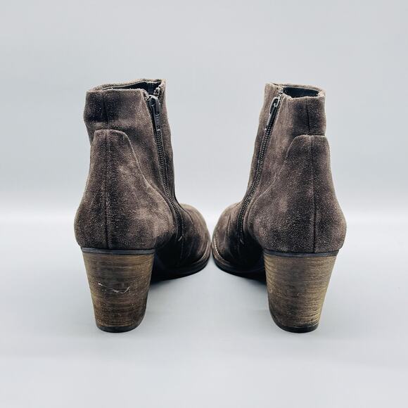Paul Green Boots Womens 10 Brown Suede Heeled Ankle Booties Side Zip Comfort - Picture 6 of 11